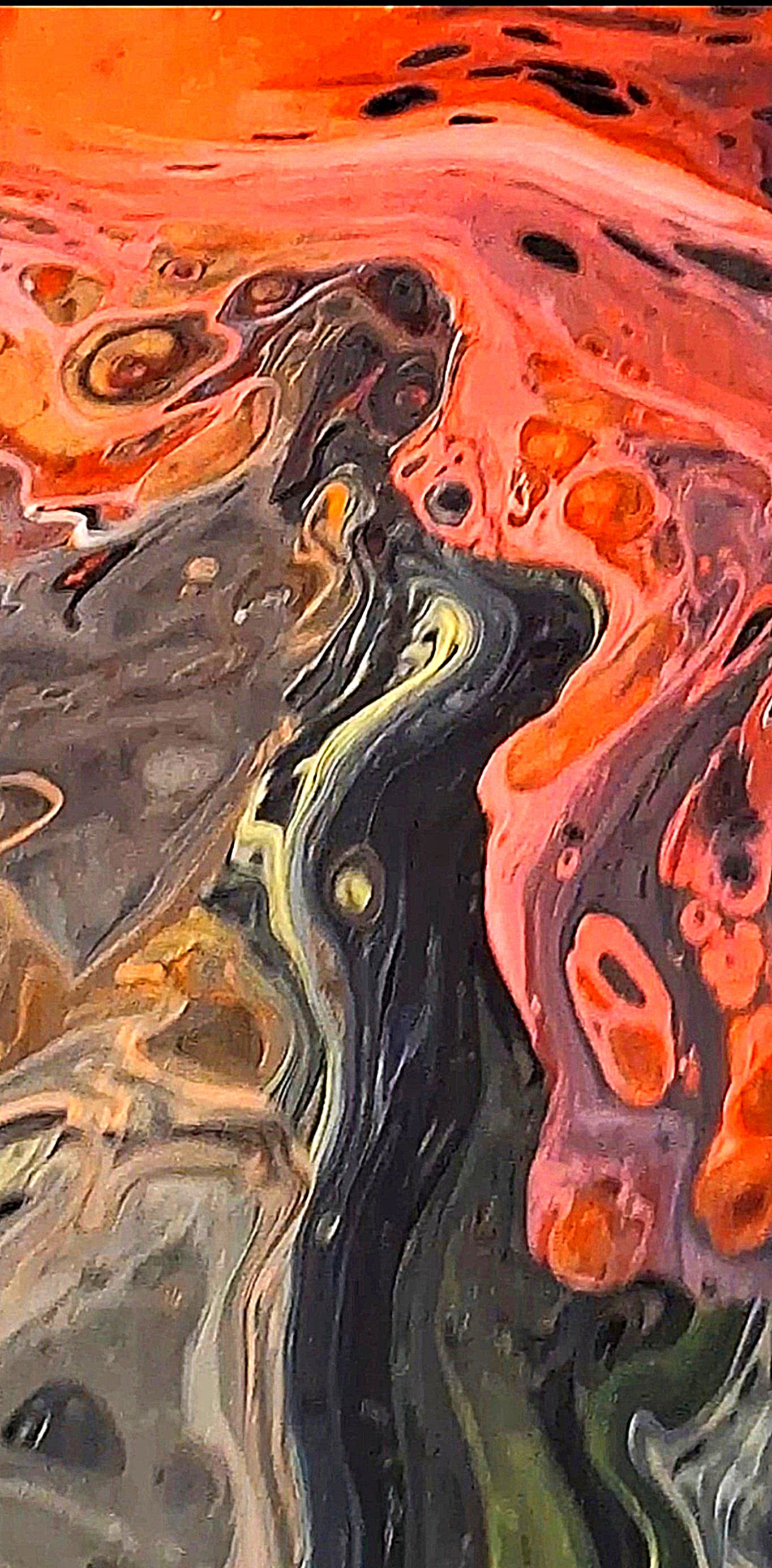 Embers in the Undertow - pour painting by Chris Broussard